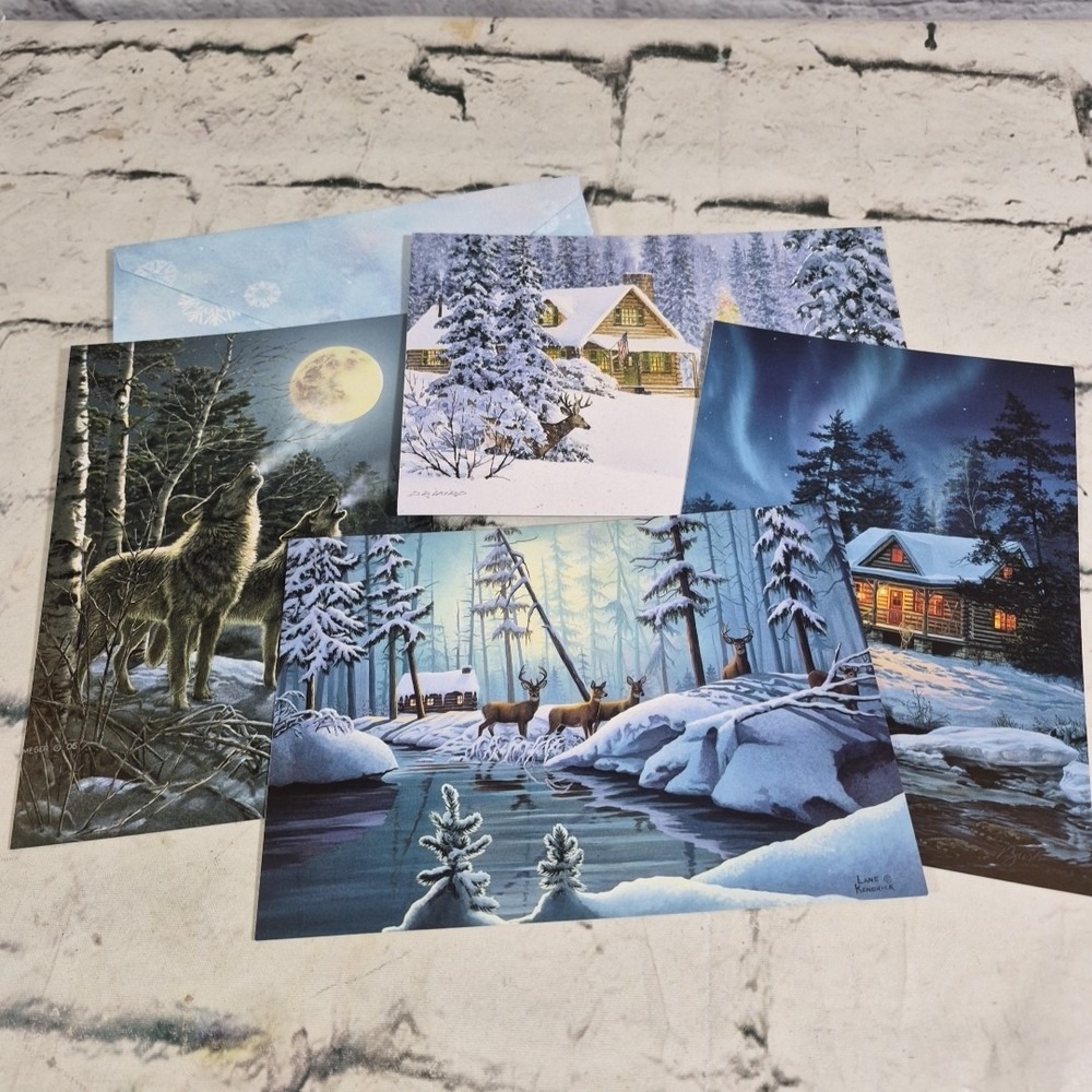 Leanin Tree Christmas Cards Lot Of 4 All Different Alaska Wildlife